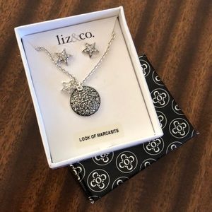 Liz Claiborne star design marcasite look jewelry set-